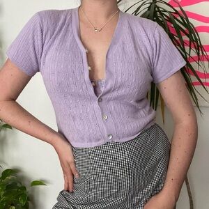 Pale violet cropped cardigan